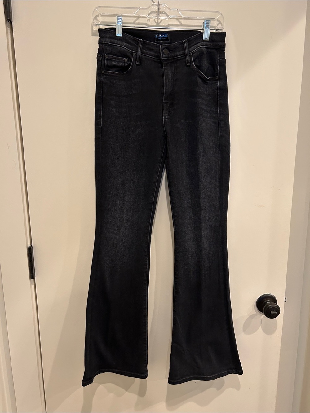 MOTHER Black Flare Jeans - The Weekender in Deep End